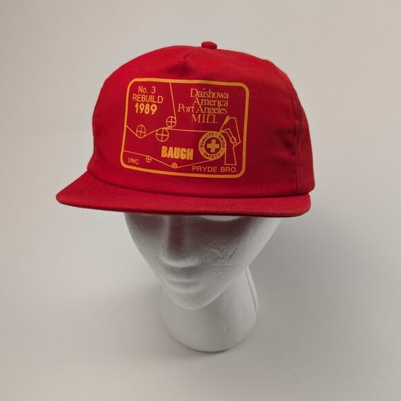 Vintage Port Angeles Washington Daishowa America Mill Red 80s Trucker Hat - Picture 2 of 7